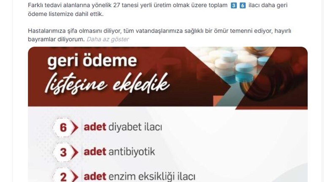 36 ilaç daha SGK'nın geri ödeme listesinde