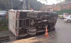 Beykoz'da yağmur sonrası kayganlaşan yolda kaza