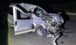 Tomruk tüklü TIR ile hafif ticari araç çarpıştı: 1 yaralı
