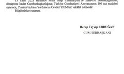Cumhurbaşkanlığına Cevdet Yılmaz vekalet edecek