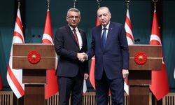Cumhurbaşkanı Erdoğan, KKTC Cumhurbaşkanı Erhürman'ı resmi törenle karşıladı