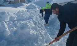Çatak'ta çığ tehlikesine karşı küreklerle alternatif patika yol açıldı