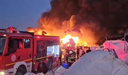 Şanlıurfa'da, geri dönüşüm tesisindeki yangın söndürüldü