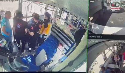Otobüste fenalaşan yolcuya müdahale kamerada
