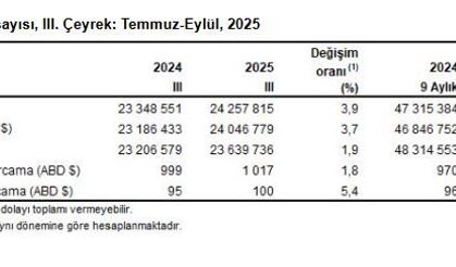 TÜİK: Turizm geliri 3'üncü çeyrekte yüzde 3,9 arttı