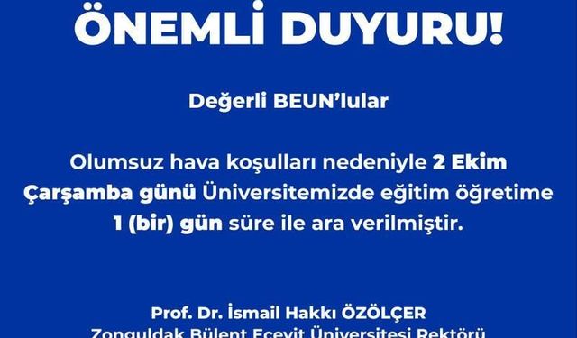 Zonguldak'ta sağanak yağmur nedeniyle okullar tatil