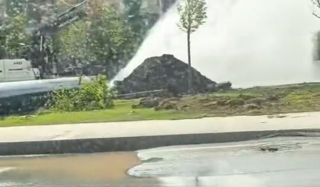 Kağıthane'de İSKİ çalışması sırasında isale borusu patladı