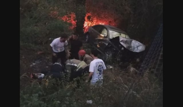 Maslak'ta kazada savrulan 2 araç ormana uçtu: 3 yaralı