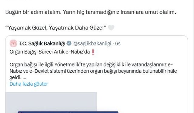 Bakan Memişoğlu: Vatandaşlarımız hem e-Nabız hem de e-Devlet üzerinden organ bağışı vasiyetinde bulunabiliyor