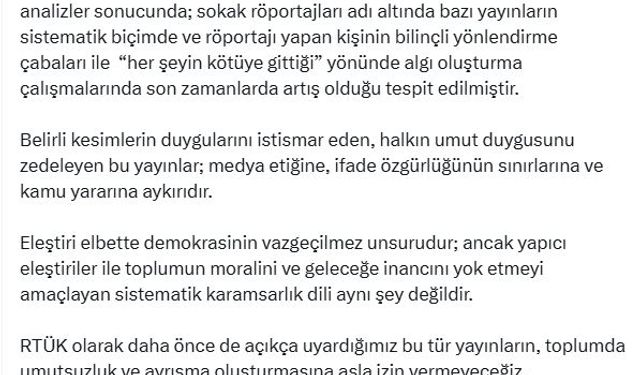 RTÜK Başkanı Şahin'den 'sokak röportajları' açıklaması