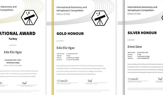 TED Rönesans Koleji öğrencisi Uluslararası Astronomi ve Astrofizik Yarışması'nda başarı elde etti