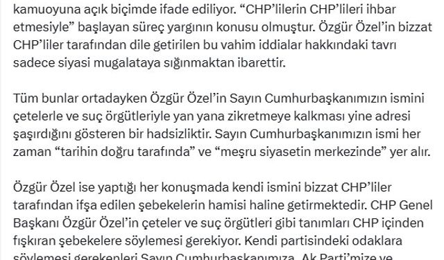 AK Parti'li Çelik: Özgür Özel'in partiyi temizlemesi esas işi olmalı