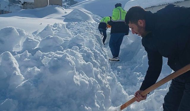 Çatak'ta çığ tehlikesine karşı küreklerle alternatif patika yol açıldı