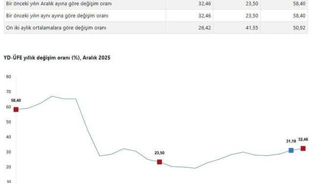 TÜİK: Yurt dışı üretici fiyatları aralıkta arttı