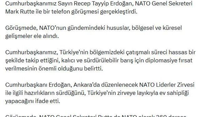 Cumhurbaşkanı Erdoğan, NATO Genel Sekreteri Rutte ile görüştü