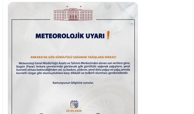 Ankara Valiliği'nden 'gök gürültülü sağanak' uyarısı