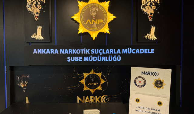 Ankara'da uyuşturucu operasyonunda 3 kilo 240 gram kokain ele geçirildi