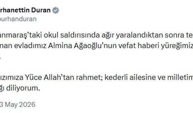 İletişim Başkanı Duran'dan okuldaki saldırının ardından yaşamını yitiren Almina için başsağlığı