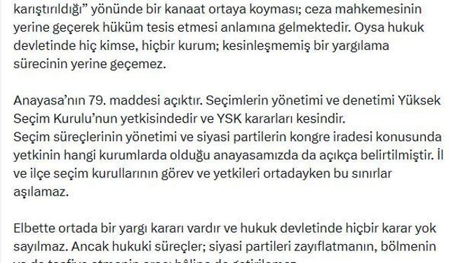 Mansur Yavaş: Yapılması gereken partinin kongre kararı alacağını açıklamasıdır