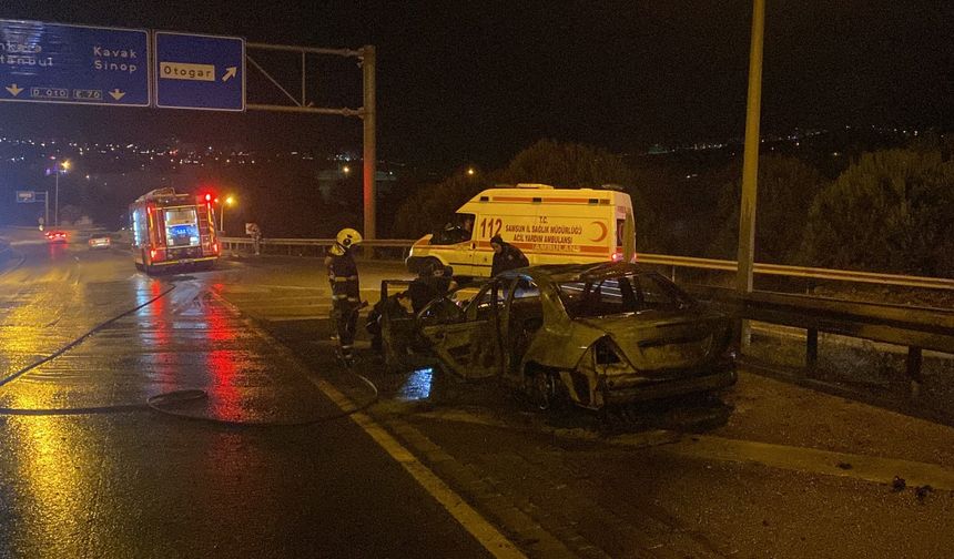 Gurbetçinin otomobili Almanya yolunda alevlere teslim oldu