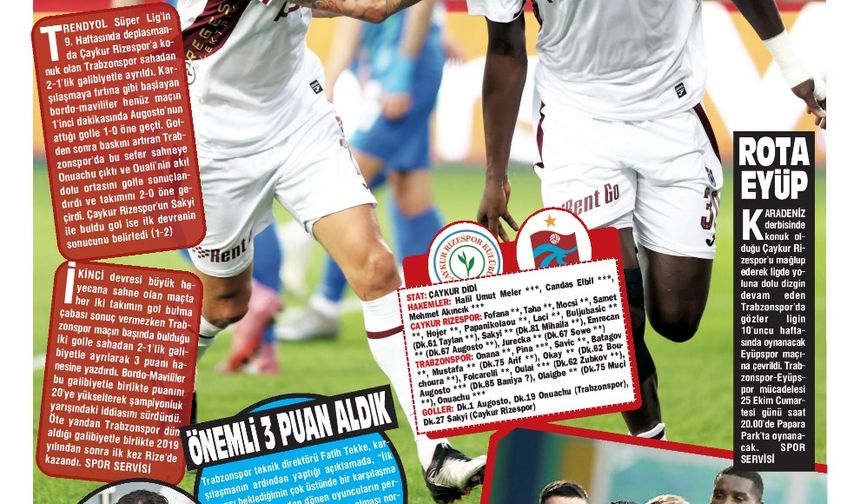Trabzonspor deplasmanda Çaykur Rizespor'u mağlup ederek galibiyet serisini sürdürdü