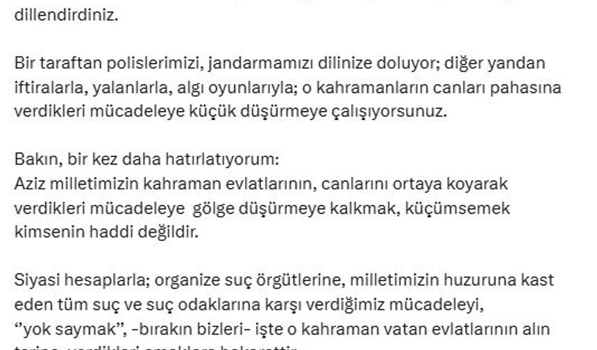 Bakan Yerlikaya: Yalan sizin ağzınıza yuva yapmış