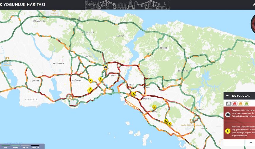 İstanbul'da trafik yoğunluğu yüzde 87'ye ulaştı