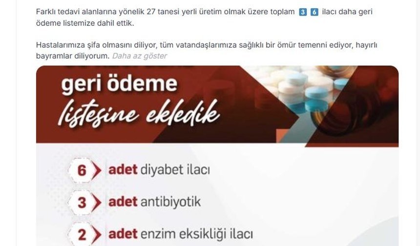 36 ilaç daha SGK'nın geri ödeme listesinde