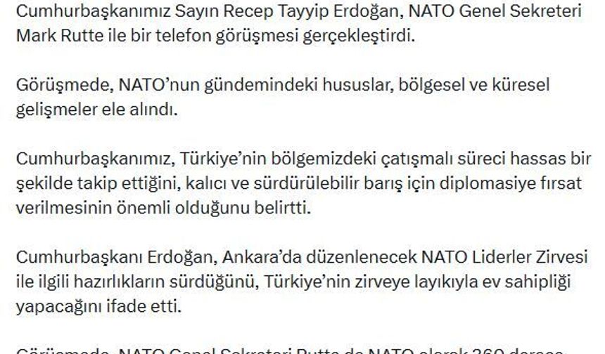 Cumhurbaşkanı Erdoğan, NATO Genel Sekreteri Rutte ile görüştü