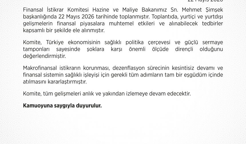 Finansal İstikrar Komitesi toplandı
