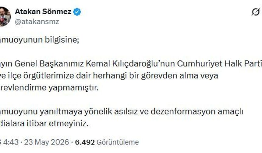 Kılıçdaroğlu'nun danışmanı: İl ve ilçe örgütlerimizde görevden alma yapılmadı