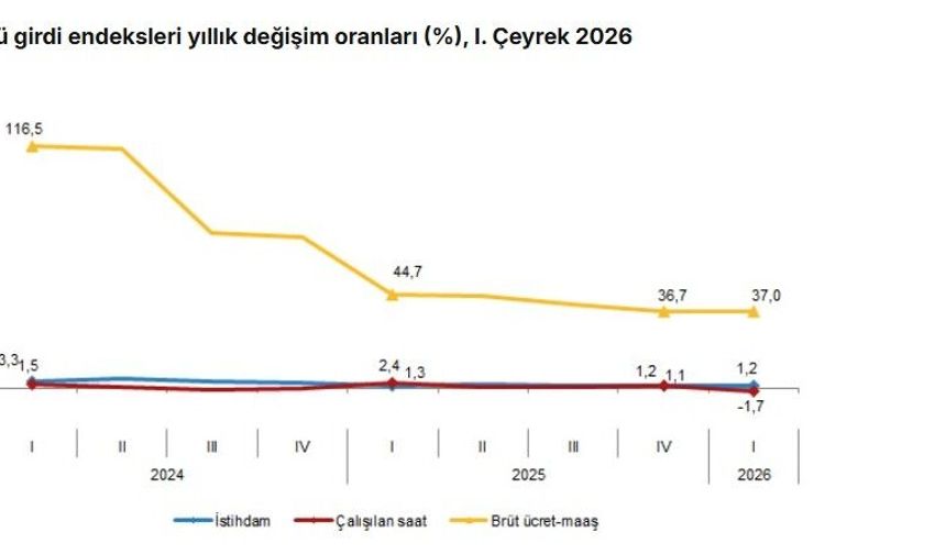 TÜİK: İstihdam endeksi yıllık yüzde 1,2 arttı