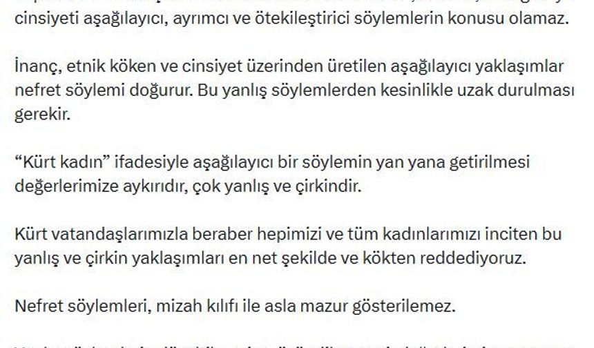 AK Parti'li Çelik: Kadınlara dönük her türlü aşağılayıcı söylemi kınıyoruz